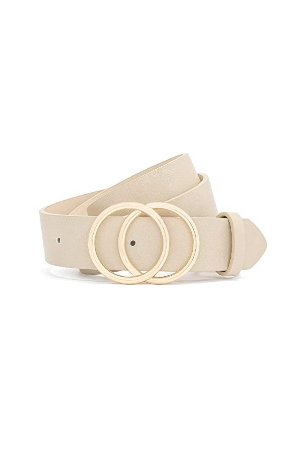 Earnda Ceinture en cuir synthétique souple pour femme - beige - S:taille 69/76 cm
