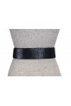 Vanessa & Melissa Ceinture de taille de 6 cm de large ceinture de hanche avec boucle d’anneau argenté, ceinture étirée Noir,