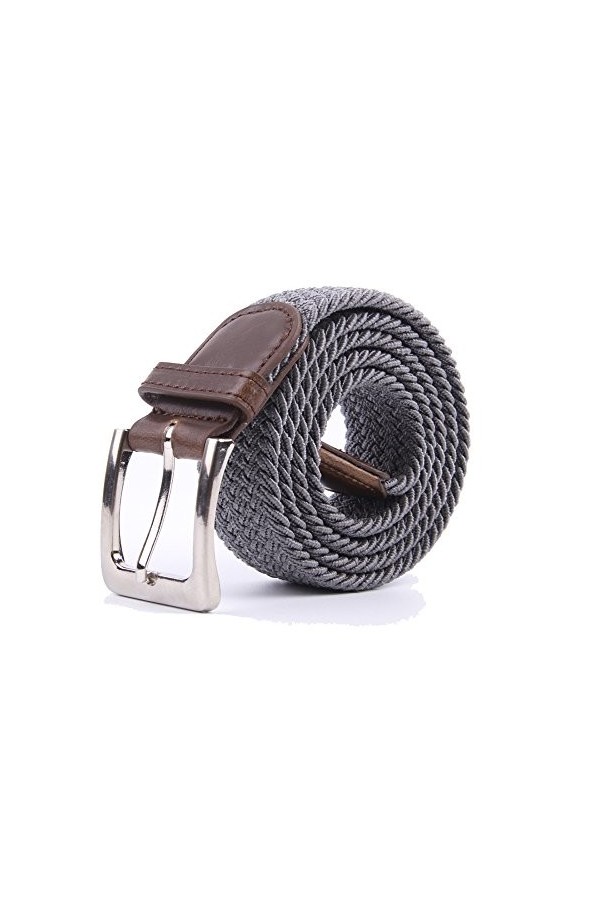 Ceintures tressées multicolores en tissu élastique tissé en toile, Bleu marine/blanc., S