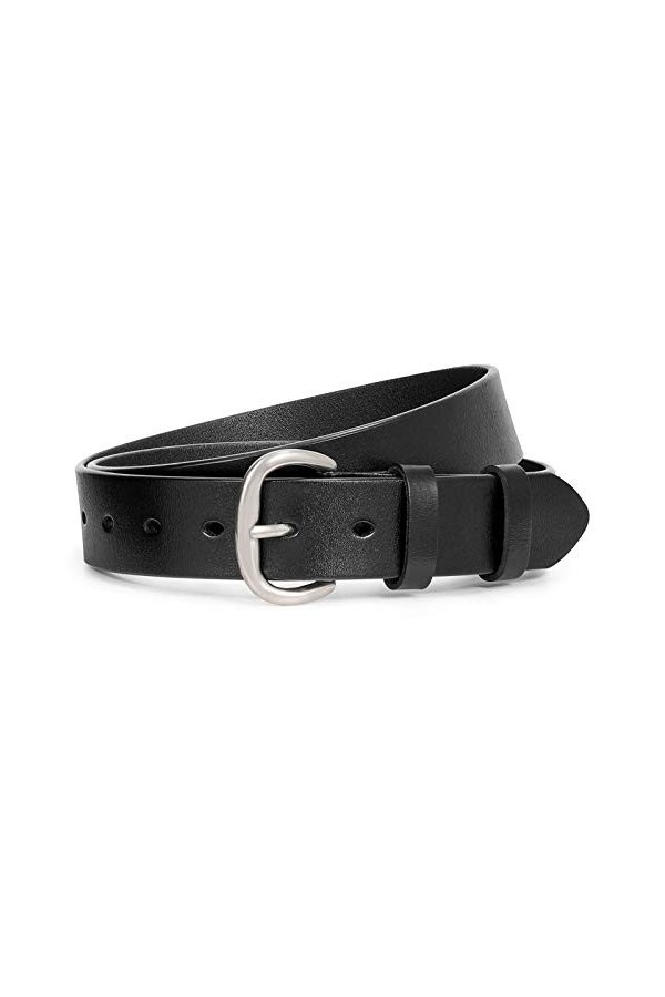 SANSTHS Ceinture en cuir avec boucle pour femme Noir - Noir - pantalons 66/76 cm