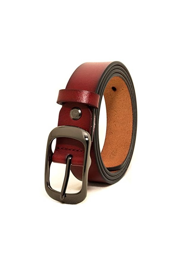 ESPOFY Ceinture pour femmes Ceinture en cuir véritable avec boucle en alliage à une broche Marron 110cm 