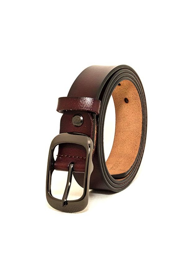 ESPOFY Ceinture pour femmes Ceinture en cuir véritable avec boucle en alliage à une broche Marron 110cm 