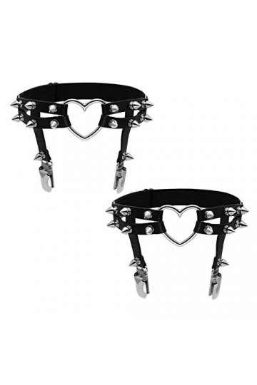 MILAKOO Harnais de Jambe réglable en Cuir avec Ceinture Punk Gothique - Noir - Taille Unique