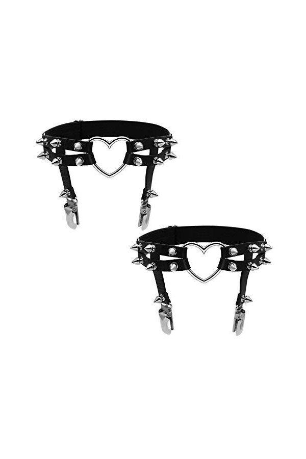 MILAKOO Harnais de Jambe réglable en Cuir avec Ceinture Punk Gothique - Noir - Taille Unique