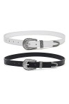 Tanpie Ceintures vintage pour femme, design occidental, ceinture noire pour jeans, pantalons, robes, Noir + blanc, X-Small: f