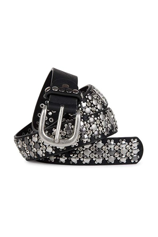 styleBREAKER Ceinture élégante au design vintage avec des rivets et des strass, ajustable, femme 03010052, couleur:Beige anti