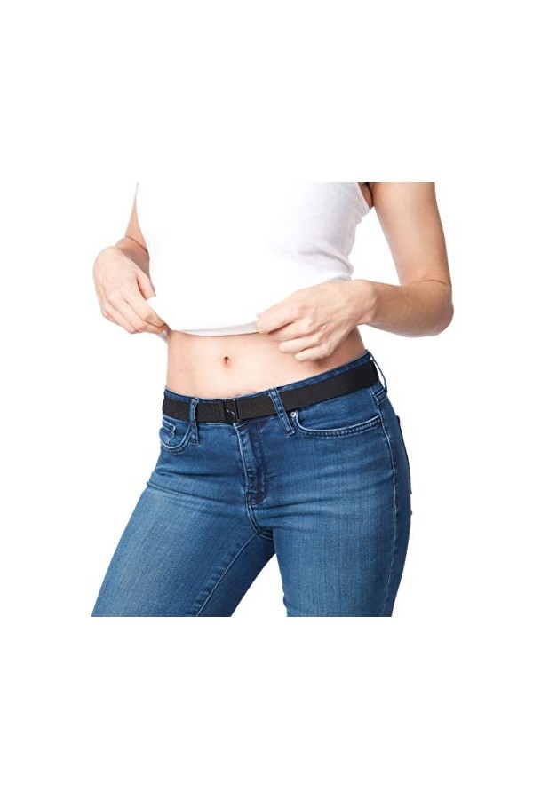 Invisibelt No Show Ceinture élastique réglable pour femme Taille unique, Noir, taille unique