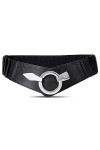 JasGood Ceinture large élastique pour femme - Style vintage - Avec boucle en argent, 1 - Noir., 110 cm taille 110/130 cm 
