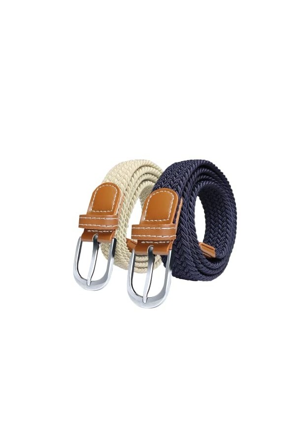 SWAUSWAUK Ceinture Femme x 2 - Ceinture Élastique Femme, Ceintures Femmes pour Jeans et Pantalons, Taille Unique et 2,5 cm de