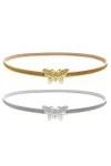 TRADERPLUS 2 Pièces Ceintures femme élégante femme mince ceintures, ceinture métallique élastique femme papillons Rétro avec 
