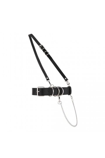 CHIC DIARY Ceinture punk décorative en cuir synthétique avec chaîne pour Halloween, carnaval, festival, tenue pour femme, Noi