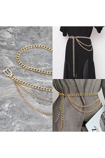 SG Store Chaîne de ceinture multicouche en métal en alliage Ceinture réglable Accessoires de vêtements décoratifs pour femmes