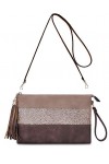 CRAZYCHIC - Sac Bandoulière Paillette Cuir Multicolore Femme - Pochette Soirée Plate Bandes Strass Brillant Souple - Fourre-T