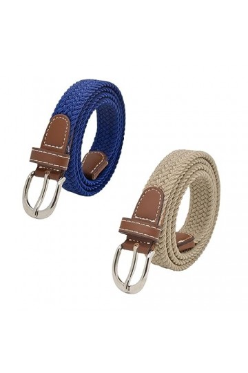 LuckyOpt Lot de 2 ceintures élastiques pour femme - 100 cm - Corde tissée - Sans trou - Unisexe - Accessoire de vêtements, Be