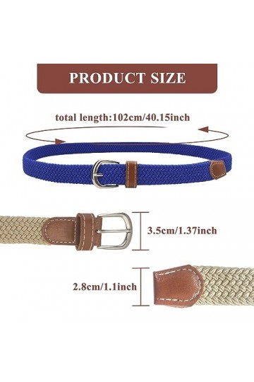 LuckyOpt Lot de 2 ceintures élastiques pour femme - 100 cm - Corde tissée - Sans trou - Unisexe - Accessoire de vêtements, Be