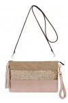 CRAZYCHIC - Sac Bandoulière Paillette Cuir Multicolore Femme - Pochette Soirée Plate Bandes Strass Brillant Souple - Fourre-T