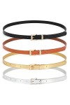 JasGood Lot de 4 ceintures skinny pour femme - En cuir fin - Avec boucle ardillon en alliage - Pour pantalons, jeans et robes