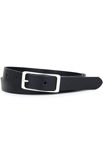 Frentree Ceinture en cuir MADE IN GERMANY, Ceinture fine en cuir de 2 cm, Ceinture femme Noir