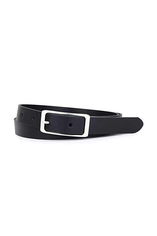Frentree Ceinture en cuir MADE IN GERMANY, Ceinture fine en cuir de 2 cm, Ceinture femme Noir