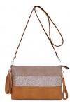 CRAZYCHIC - Sac Bandoulière Paillette Cuir Multicolore Femme - Pochette Soirée Plate Bandes Strass Brillant Souple - Fourre-T