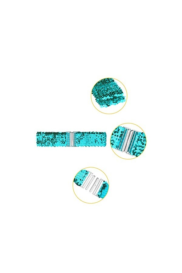 Allegra K Ceintures extensibles en métal avec boucles entrelacées pour femme, bleu, 60 cm