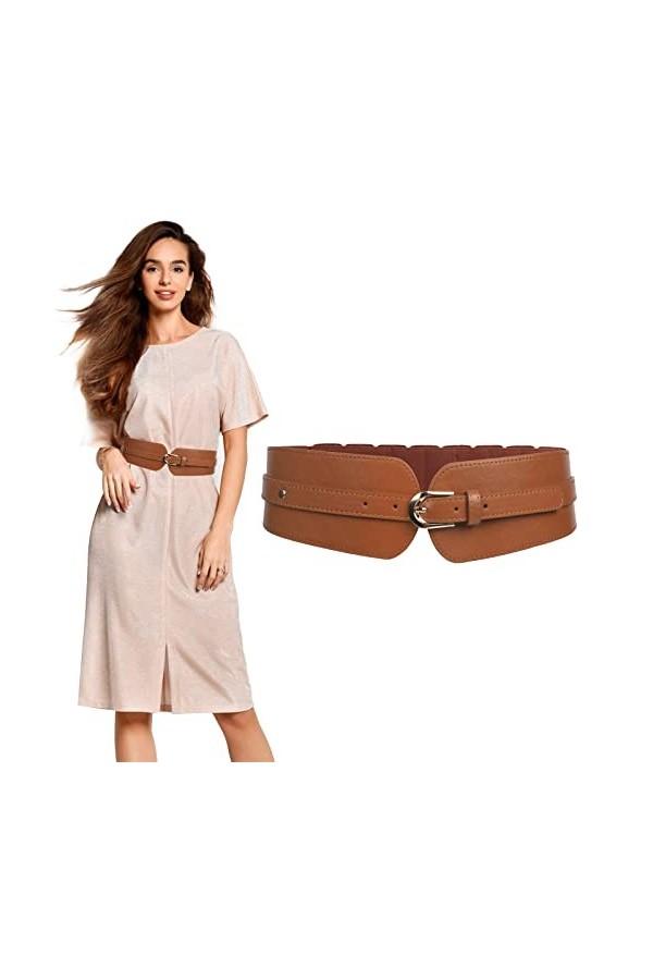 Lollanda Ceinture large élastique pour femme, ceinture vintage extensible pour femme et femme, large ceinture pour robe, comb