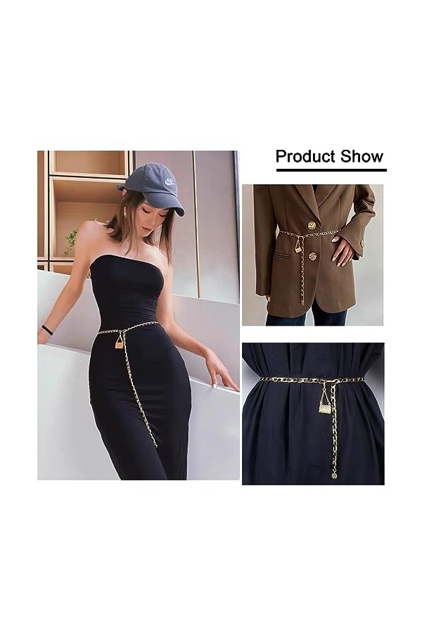 MLSTKWIG 1 ceinture en métal pour femme 100 cm x 0,8 cm, conforme à limage, bag