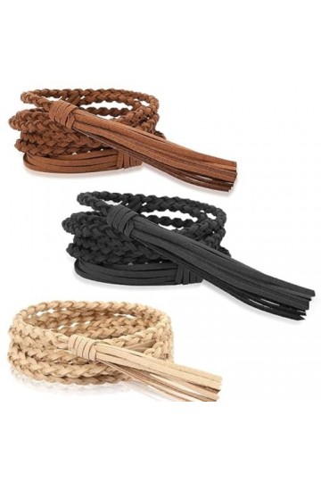 KGDUYC 3 Pièces Dames Tressé Ceinture Mince Frange Ceinture Couleur Unie Taille Réglable Chaîne,Ceinture Jupe Robe Corde Cein