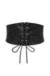 SCARLET DARKNESS Ceinture médiévale Steampunk pour femme - Large cordon en cuir, Vin rouge avec motif floral, S