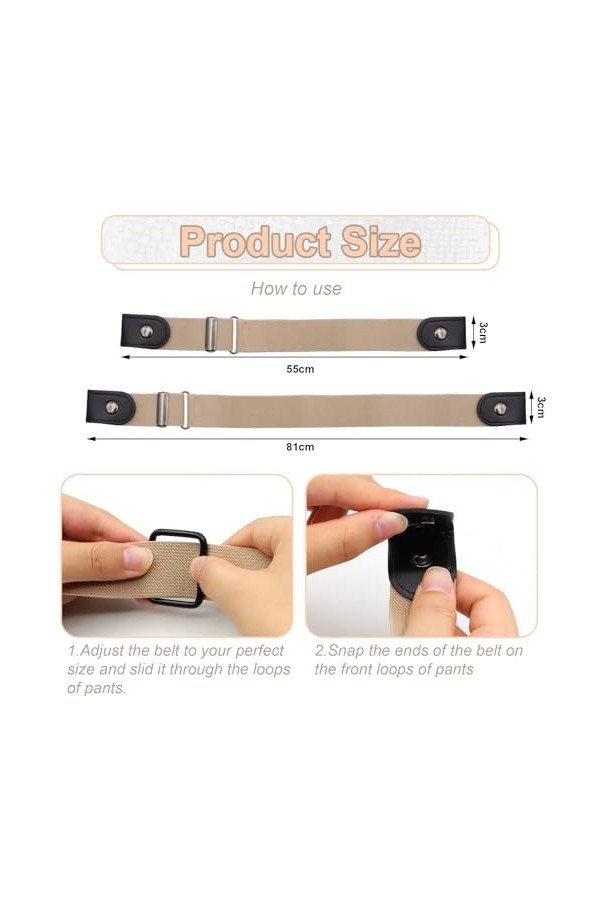 Yeria 4 Pièces Ceinture Elastique Femme Ajustable Sans Boucle Invisible Ceintures Femme pour Jeans Pantalons Jupes pour Homme