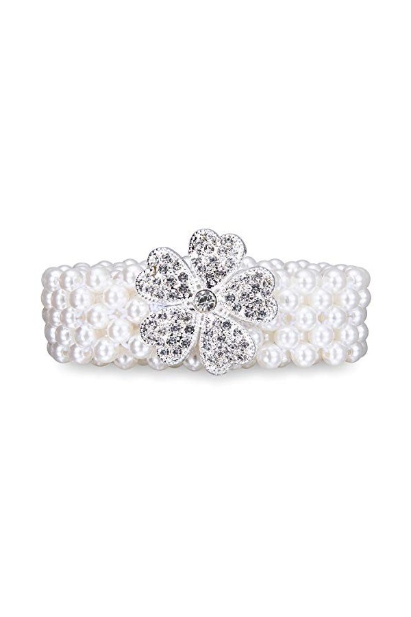 Dubulle Ceinture pour femme avec strass et perles - Pour robe de mariage sexy - Chaîne de taille de 105 cm - Cadeau idéal - A