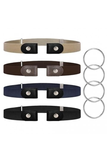 EUPSIIU 4 Pièces Élastique Ceinture sans Boucle Invisible Ceinture Femme Homme Ceinture Extensible sans Boucle Unisexe Réglab