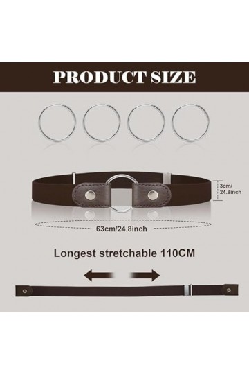 EUPSIIU 4 Pièces Élastique Ceinture sans Boucle Invisible Ceinture Femme Homme Ceinture Extensible sans Boucle Unisexe Réglab