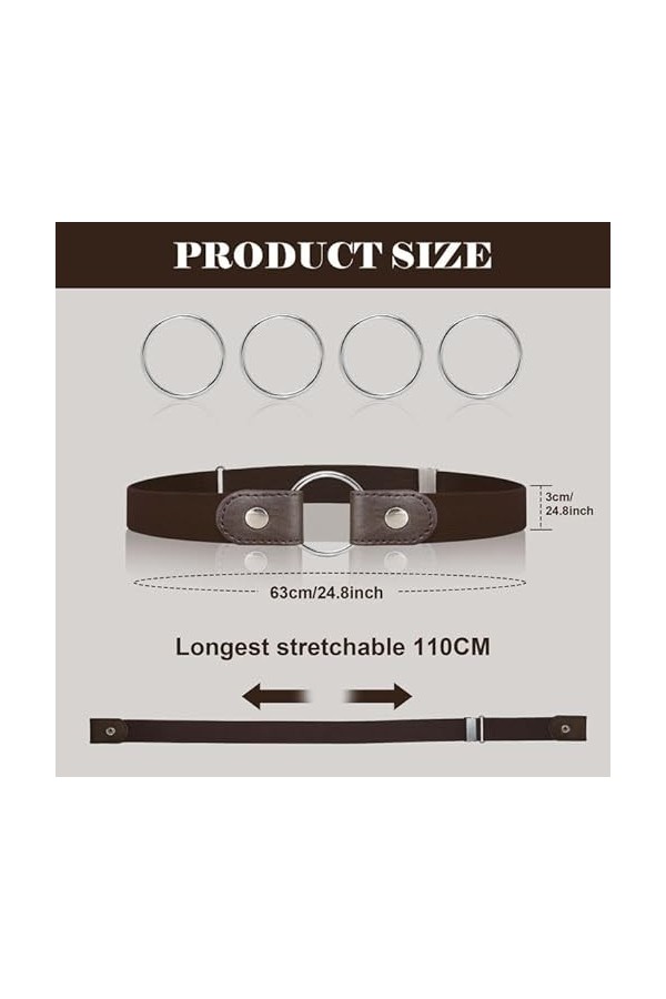 EUPSIIU 4 Pièces Élastique Ceinture sans Boucle Invisible Ceinture Femme Homme Ceinture Extensible sans Boucle Unisexe Réglab