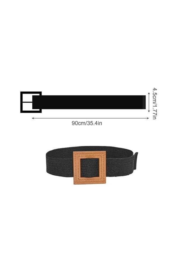 EUPSIIU 3 Pièces Ceinture en Paille Tissée Femme Unisexe Réglable Élastique Ceinture Bohème Vintage Plage Ceinture en Extensi