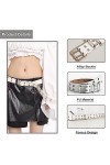 Ceintures en cuir PU à œillets Y2K Punk Ceinture de taille réglable Ceinture Rock Niche Design ceinture pour femmes, BLANC, w