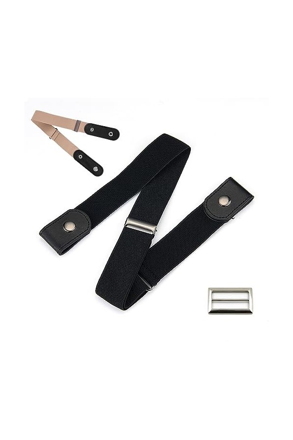 Jiujiutu 2 racines Ceinture extensible sans boucle homme ceinture élastique invisible sans boucle femme réglable pantalons ce