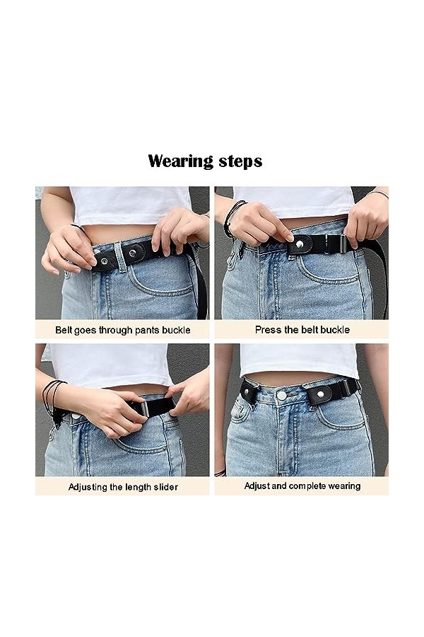 Jiujiutu 2 racines Ceinture extensible sans boucle homme ceinture élastique invisible sans boucle femme réglable pantalons ce