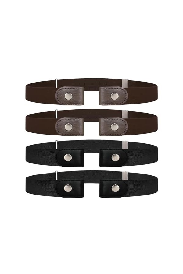 SKHAOVS 4 Pièces Ceinture Élastique Sans Boucle Extensible sans Boucle Ajustable Ceinture Homme Ceintures Femmes Invisible Ce