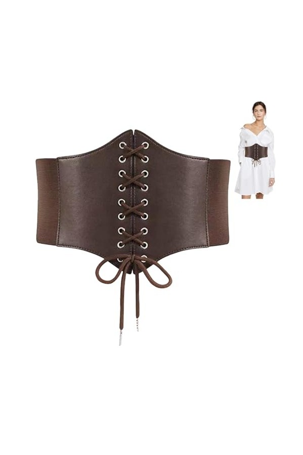 Cuir Corset Ceinture Élastique Rétro Ceinture,Ceinture Corset Femme,Ceinture éLastique Pour Corset,Ceinture Taille Élastique 