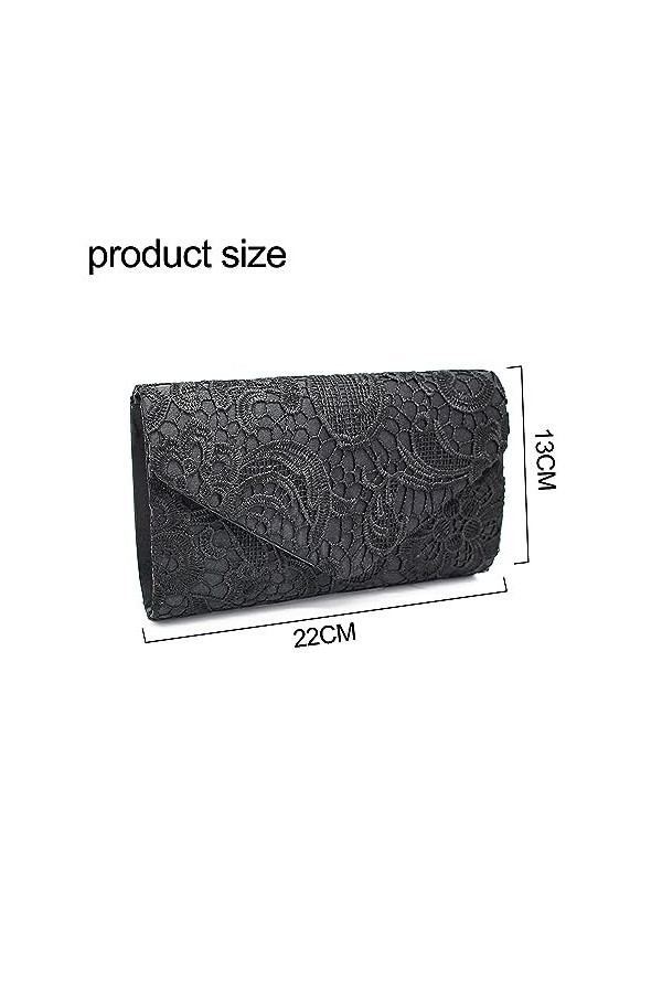 ATBUSS Pochette Enveloppe En Dentelle Pour Femmes 1pc, Pochette En Satin, Fourre-Tout En Dentelle Florale, Sac à Bandoulière 