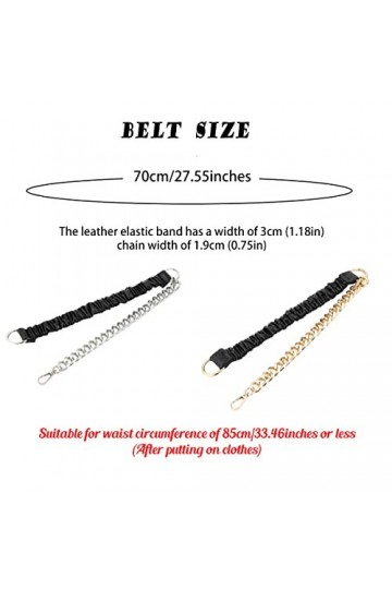 Longwu Chaîne de taille tissée extensible en métal pour femmes, bande élastique en cuir réglable avec chaîne en métal, ceintu