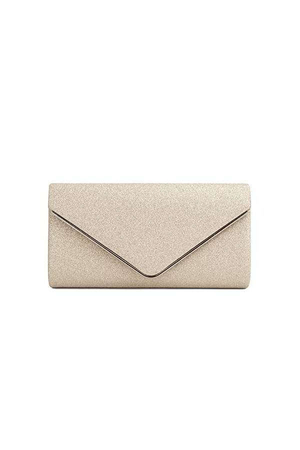 EVEOUT Pochettes et Clutches pour Femmes Pailleté Pochette de soirée Sac à Main enveloppe avec chaîne Bourse pour Fête Noir