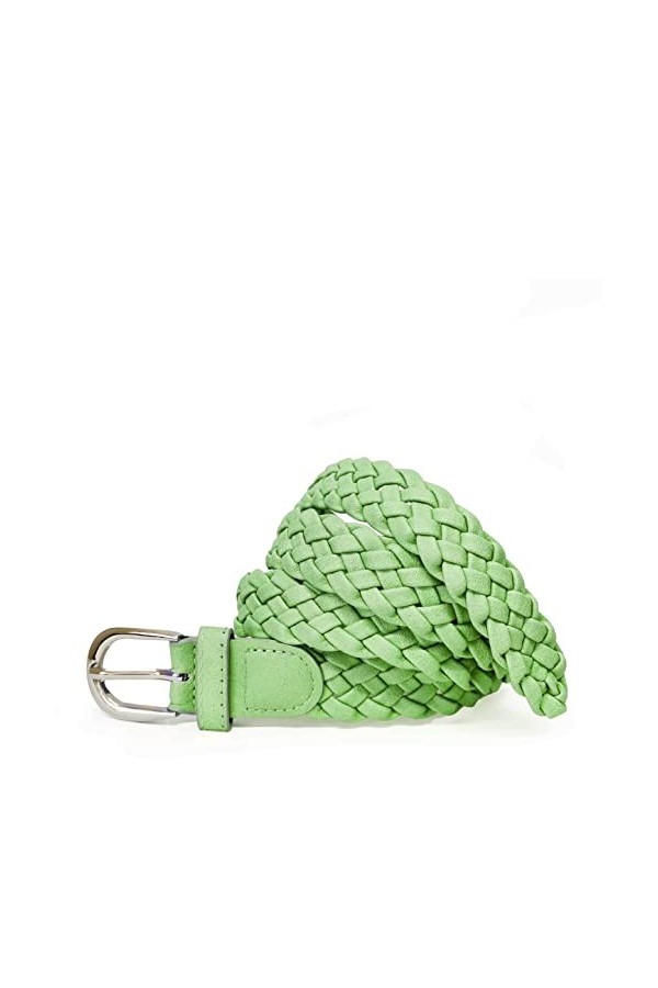 Gloop Ceinture tressée étroite pour femme - Taille unique - Convient pour jupe, robe, veste et jeans - 3 cm de large, vert, T
