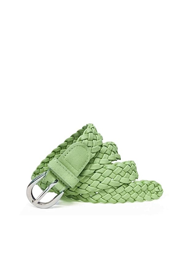 Gloop Ceinture tressée étroite pour femme - Taille unique - Convient pour jupe, robe, veste et jeans - 3 cm de large, vert, T