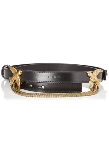 Pinko Love Berry Evolution 1 H2 Belt Ceinture, Z99q_Noir-Antique Gold, S Femme