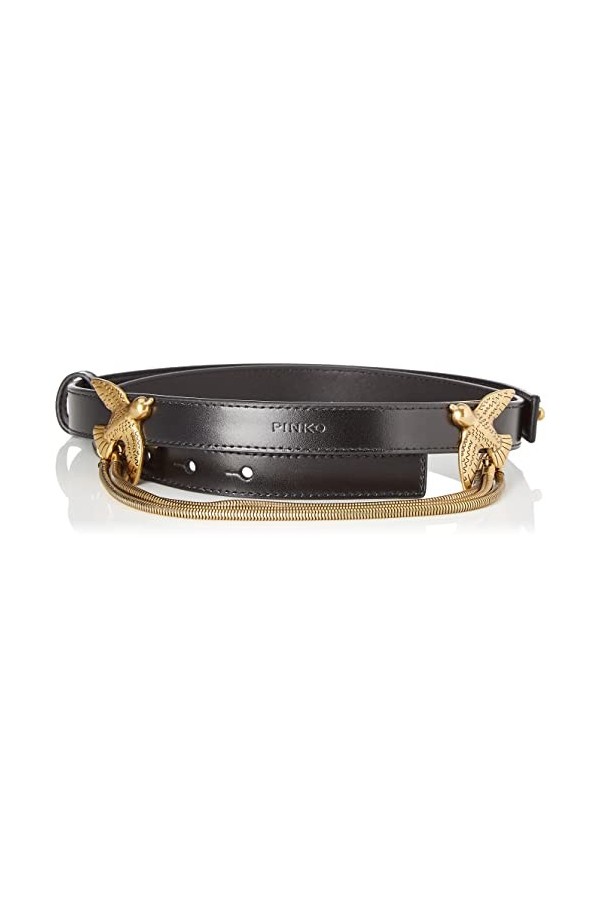 Pinko Love Berry Evolution 1 H2 Belt Ceinture, Z99q_Noir-Antique Gold, S Femme