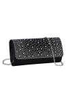 EVEOUT Pochettes et Clutches pour Femmes Pailleté Pochette de soirée Sac à Main enveloppe avec chaîne Bourse pour Fête Noir