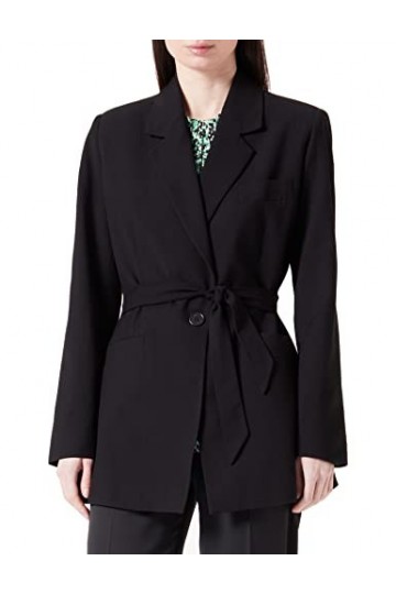 Armani Exchange Ceinture à larrière, Logo imprimé Interne, Poches Avant Blazer, Noir, L Femme