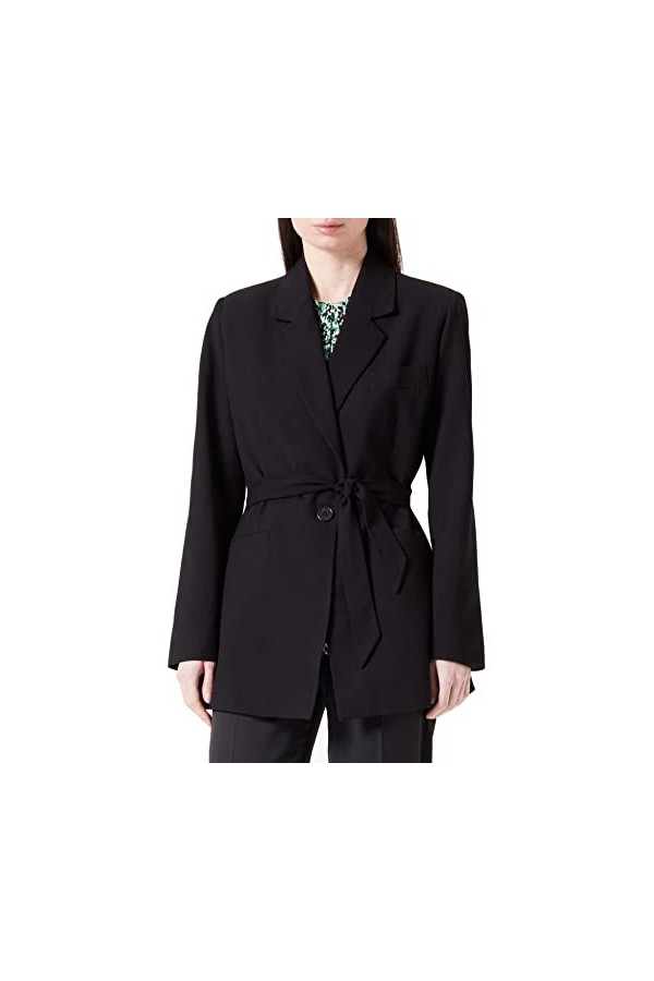 Armani Exchange Ceinture à larrière, Logo imprimé Interne, Poches Avant Blazer, Noir, L Femme